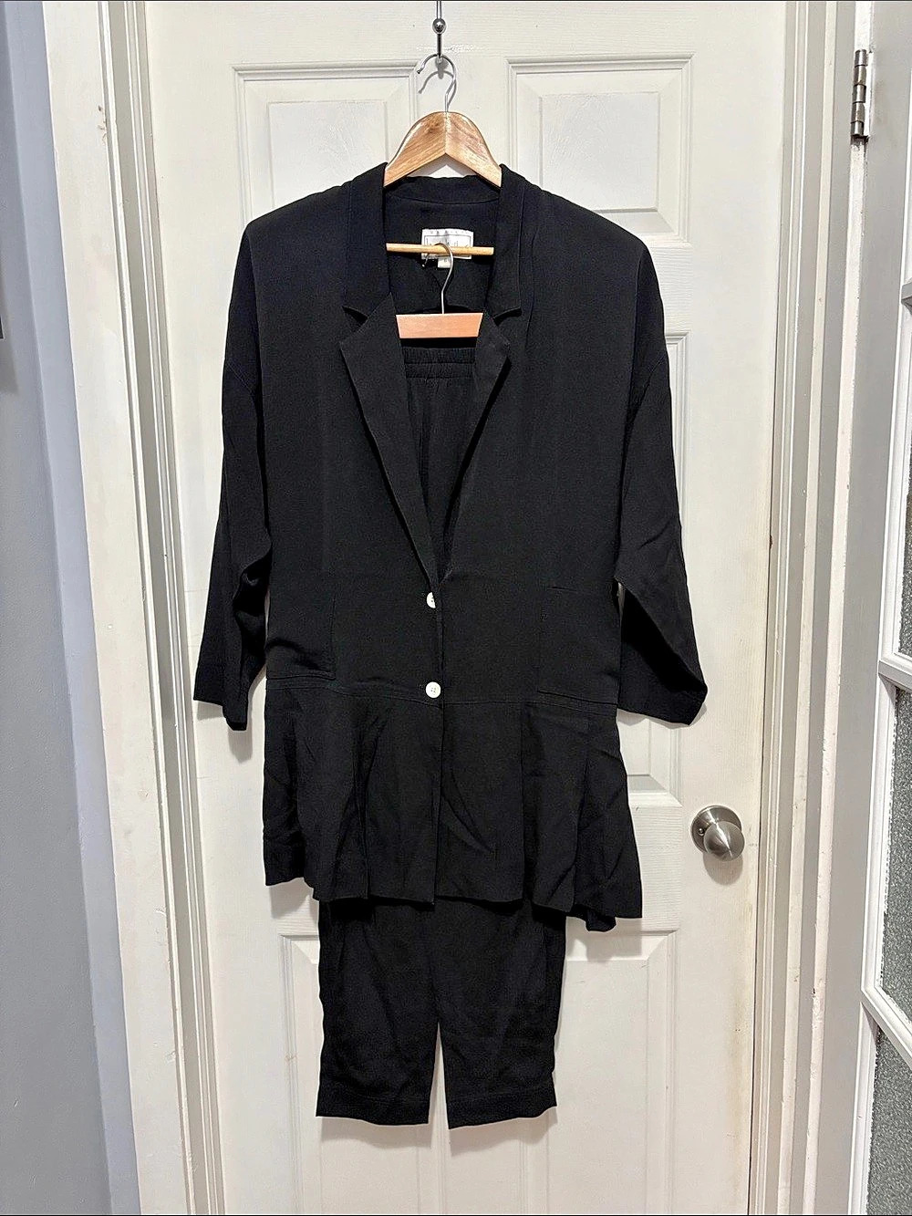 Vintage 80s 90s Nicole Miller Sport Black Suit with Long Length Blazer